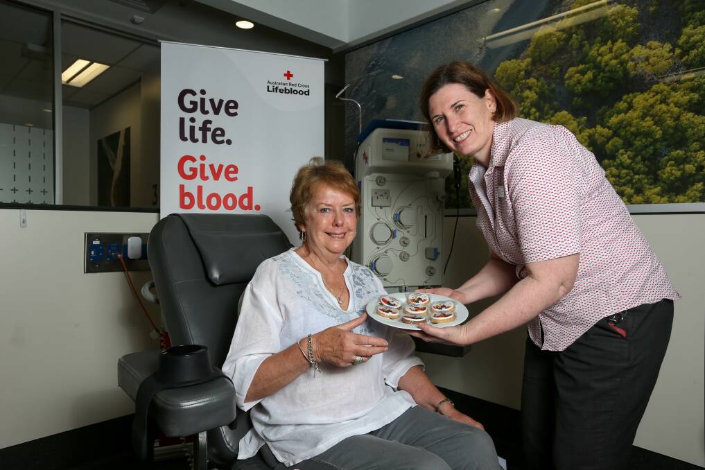 LIFEBLOOD: Albury donor Jan Whitaker and nurse Cathy Chapman celebrate the new branding at the local donor centre. Picture: TARA TREWHELLA