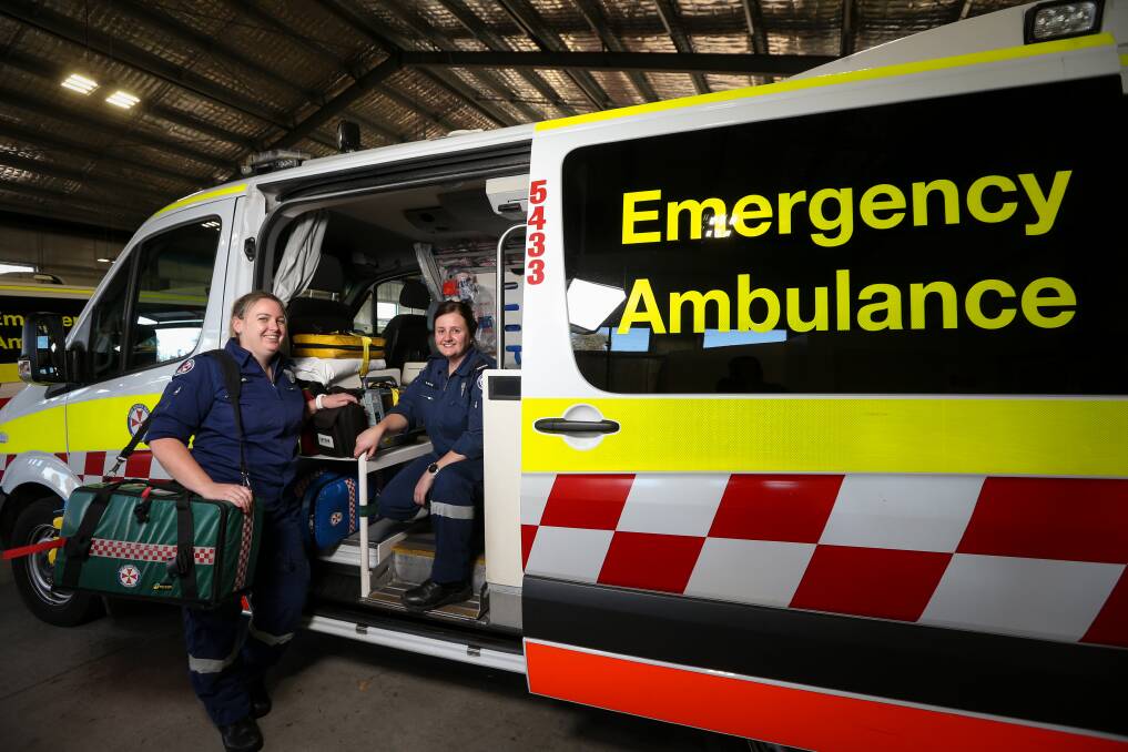 SAFETY: Paramedics Hannah Wilson and Larissa Schausinger work from the Albury ambulance station. Picture: JAMES WILTSHIRE