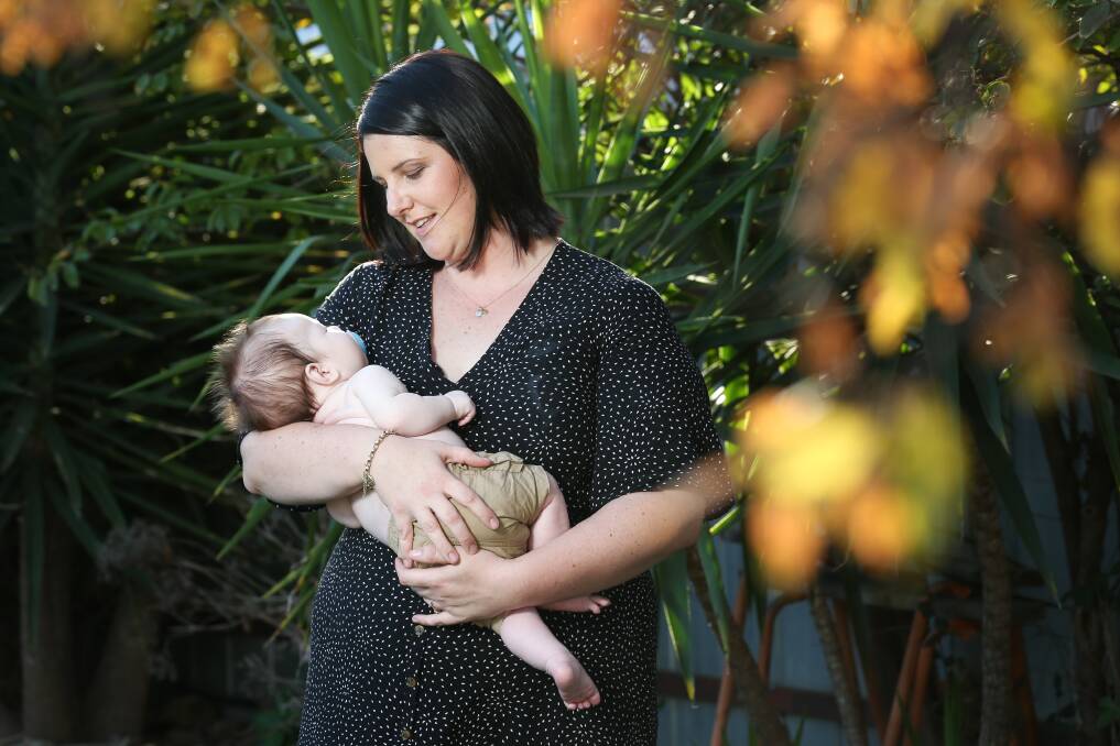 BRAVE: Abby Talbot with her son Ollie who had open heart surgery at the Royal Children's Hospital at just three days old. She is urging everyone to donate to the Good Friday Appeal. Picture: KYLIE ESLER
