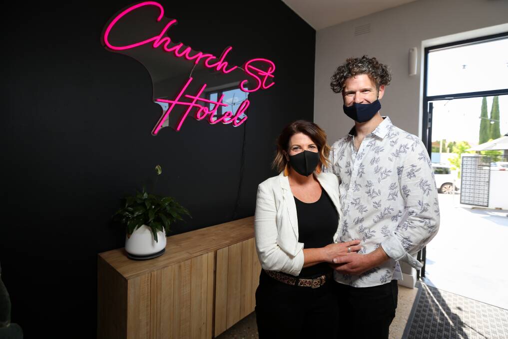 RELAXED: Church Street Hotel Wodonga licencees Stacey and Michael Beattie welcomed the latest round of coronavirus restrictions. Picture: JAMES WILTSHIRE