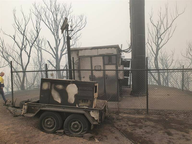 BURNT: The Jingellic mobile tower was one of the worst affected during the bushfires. Telstra couldn't provide a timeframe for when it would be fixed. 
