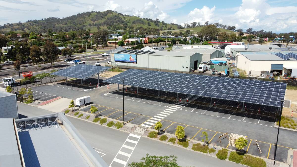 DUAL PURPOSE: The 330 solar panels will power 50 per cent of the Wodonga headquarters as well as provide shade in the carpark. Picture: NORTH EAST WATER