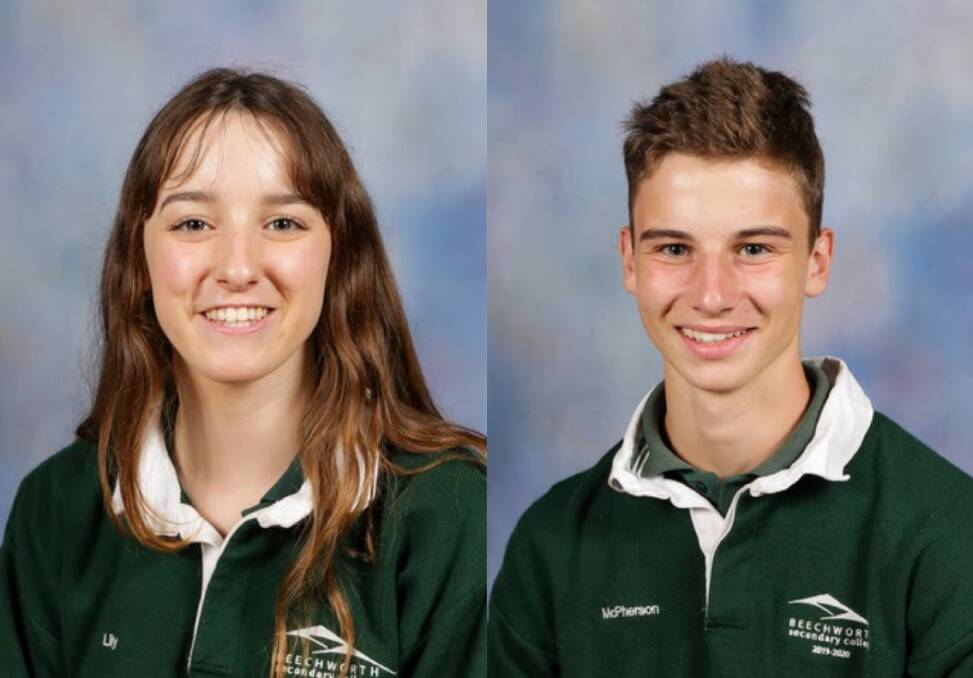 TWINS: Beechworth Secondary College sister and brother Lily and Liam McPherson both recieved ATARs in the 90s. 