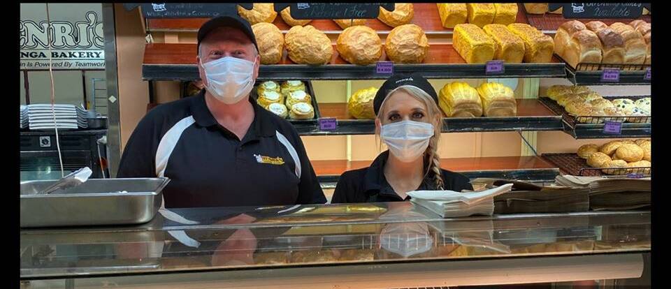 SAFETY: Henri's Wodonga Bakery staff will now wear masks while serving customers to help stop the spread of COVID-19. Picture: FACEBOOK