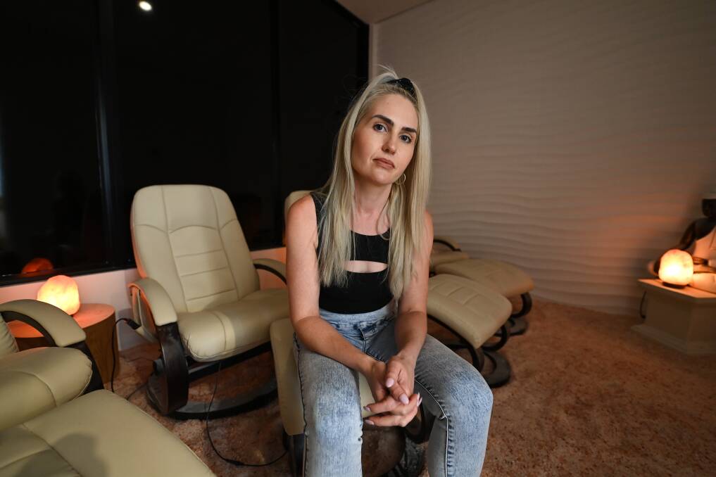 HANGING ON: Harlo & Co Salon and Wodonga Salt Rooms owner Jade Sparks has been open for less than 12 months and has survived three state lockdowns. Picture: MARK JESSER