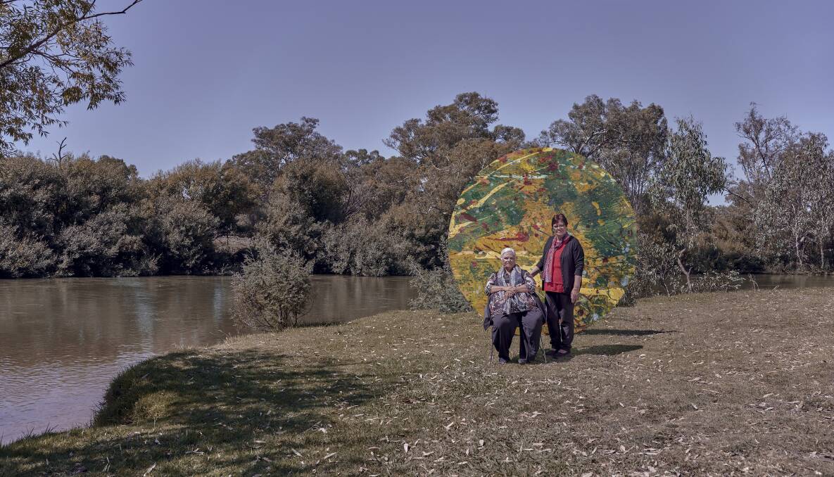 MEETING PLACE: Aunty Edna Stewart and Aunty Muriel Williams speak of the importance of Albury's Mungabareena Reserve. Picture: CONTRIBUTED