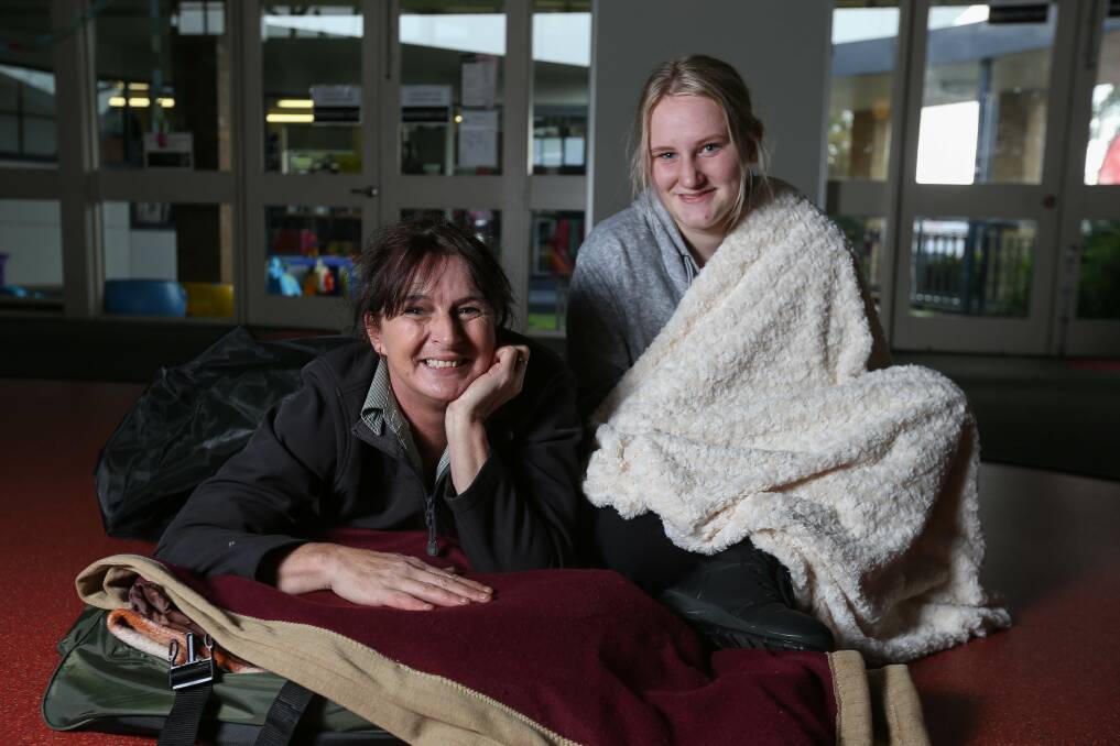 SLEEOPVER: Loretta Welladsen and Taylah Causby will sleepout on Friday night to support the Uniting Winter Blanket Appeal. Picture: TARA TREWHELLA