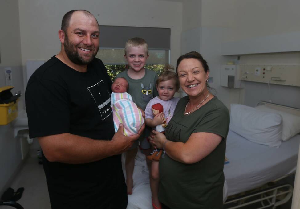 SURPRISE: Ballarat family Renee and Patrick Lowe and Jack, 5 and Evie, 2 welcomed baby Mason.