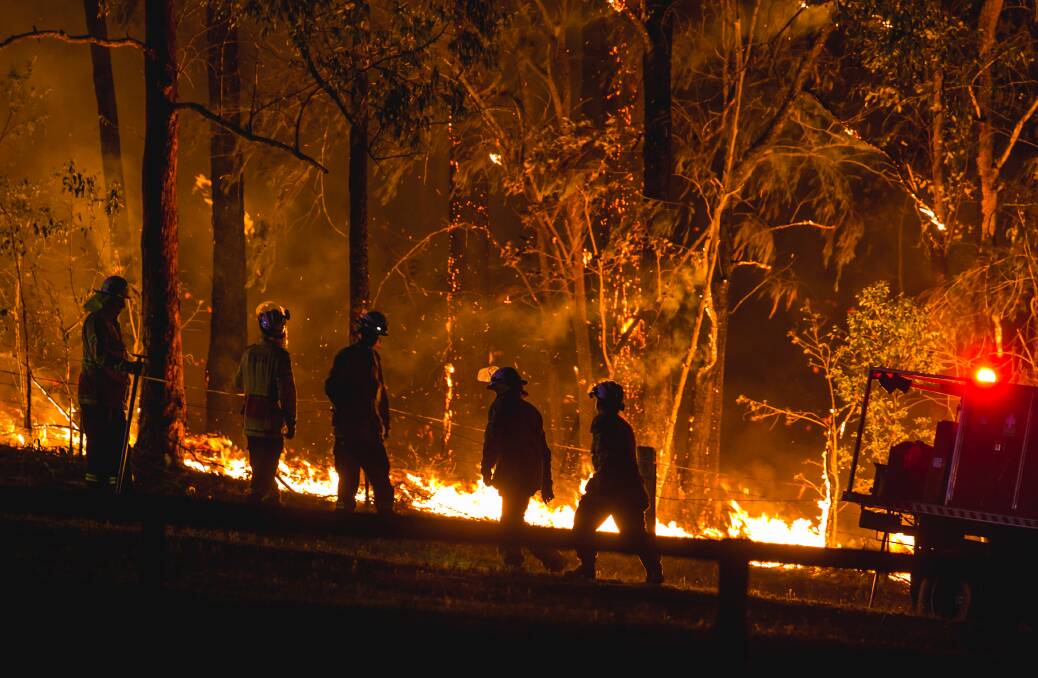 Rural Fire Service members fighting the Martinsville blazes. Picture: Marina Neil