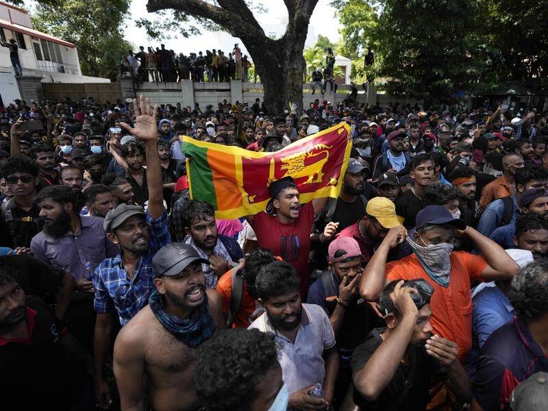 Mass protests led to the escape overseas in July of Sri Lanka's then president Gotabaya Rajapaksa. (AP PHOTO)
