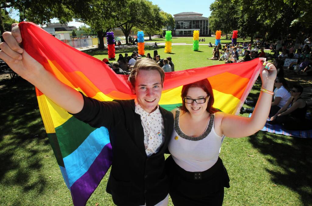 Tyler Beck, 16, of Wodonga, and Sheridan Williams, 21, of Chiltern, spoke of their experiences of “coming out”. Picture: Kylie Esler