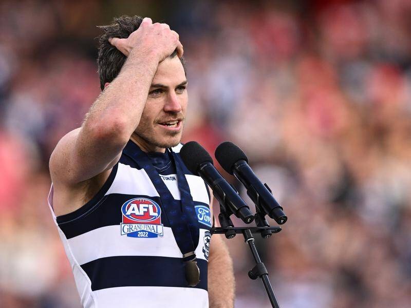 Geelong's Isaac Smith has won the Norm Smith medal as the best player in the AFL grand final. (Joel Carrett/AAP PHOTOS)