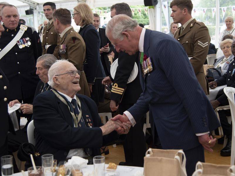 Britain's Prince Charles has met with veterans of the D-Day landings 75 years after the WWII battle.