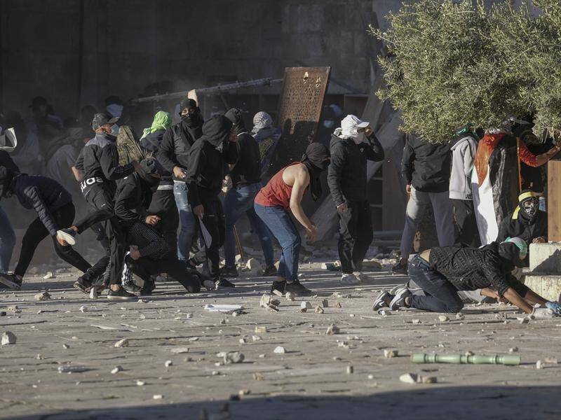 Palestinians clashed with Israeli security forces at the Al-Aqsa mosque compound in Jerusalem.