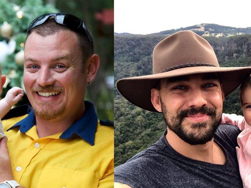 Dads Geoffrey Keaton, 32, (left) and Andrew O'Dwyer, 36, (right) died while fighting a fire in NSW.