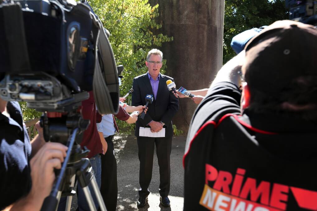 Kevin Mack fronts the media to apologise for comments he had made earlier this week. Picture: MATTHEW SMITHWICK