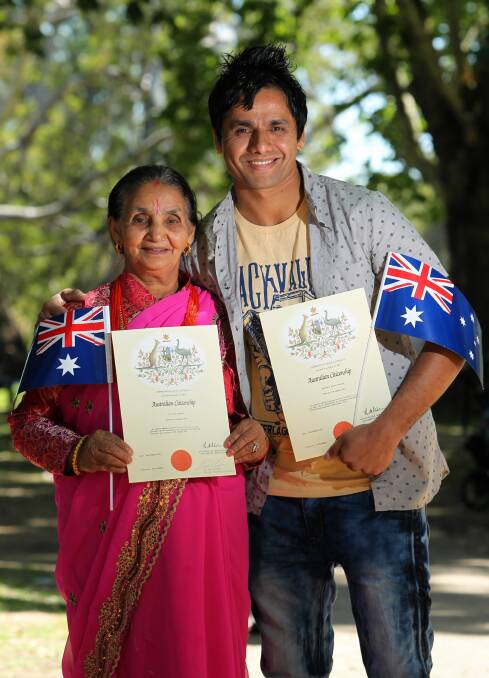 Tulasa Subedi and her son Buddha are thrilled to be Australian citizens.