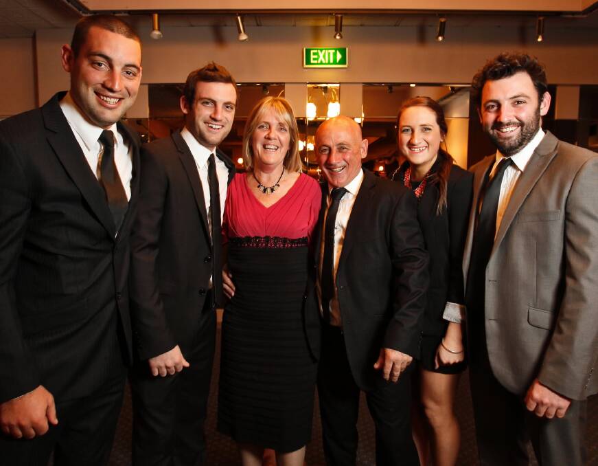 John Martiniello with his wife, Vicky, and children James, Will, Hayley and Richard at last year’s Hall of Fame function.