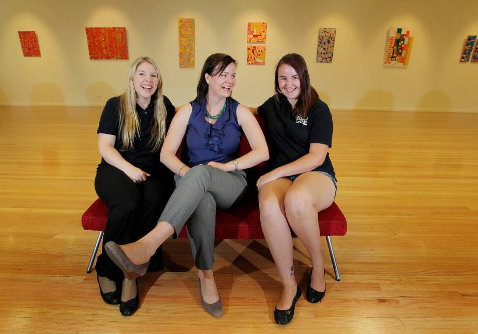 Hayley Bolding (centre) with course participants Angela Larkin and Tori Tomlinson last night. Picture: DAVID THORPE