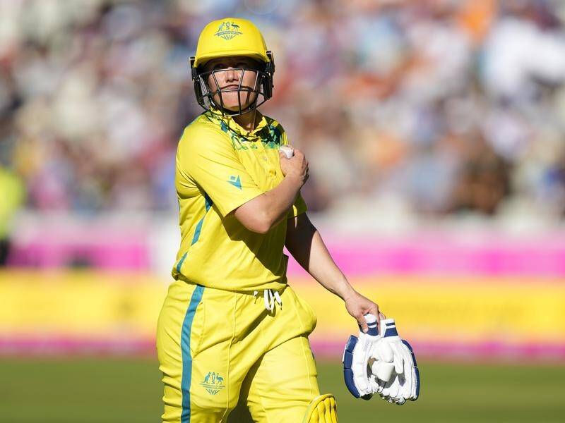 Australia's Alyssa Healy began with a six but was dismissed for 15 in the women's Hundred. (AP PHOTO)