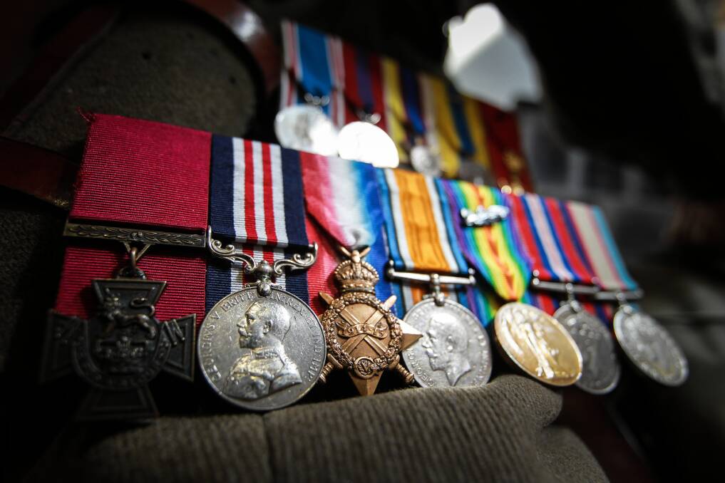 The medals of Albury’s Victoria Cross recipient Albert Borella at the SS&A Club. Picture: DYLAN ROBINSON