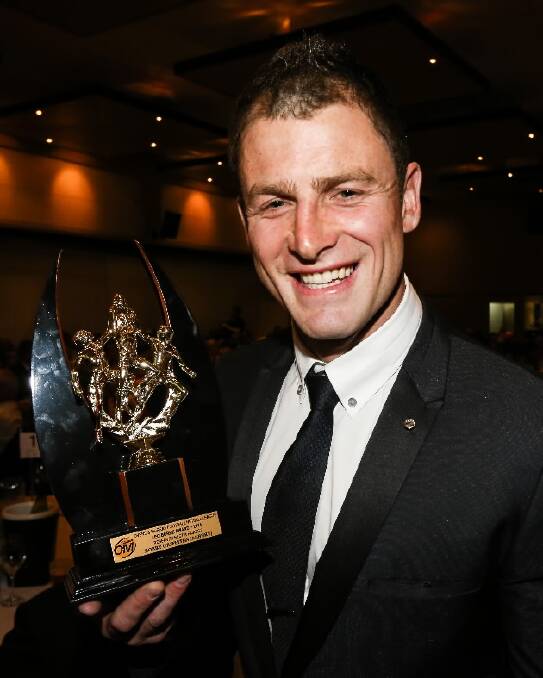 Bobby Griffiths was all smiles after taking out the Leo Burke award last night.