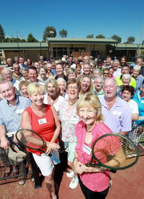 There were plenty of smiles at the East Albury tennis courts on Sunday for the opening of the new clubhouse. President Yvonne Paull, front, and behind her life members Tony Graham and Jo Takle, secretary Janet Buckton, treasurer and life member Royce Boyd were thrilled. Picture: KYLIE ESLER