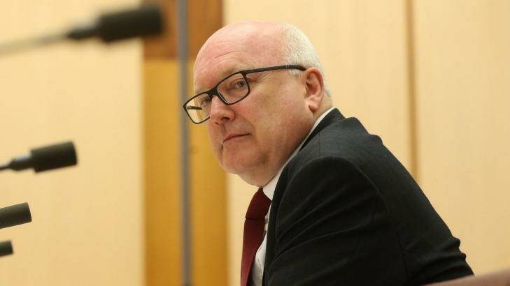 Attorney-General George Brandis at the Senate committee hearing. Photo: Andrew Meares