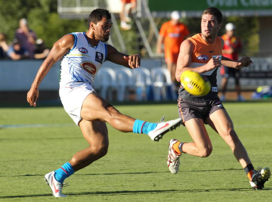 Karmichael Hunt gets a kick away for the Gold Coast Suns against Greater Western Sydney when Lavington Oval last hosted an AFL pre-season match in March, 2012.