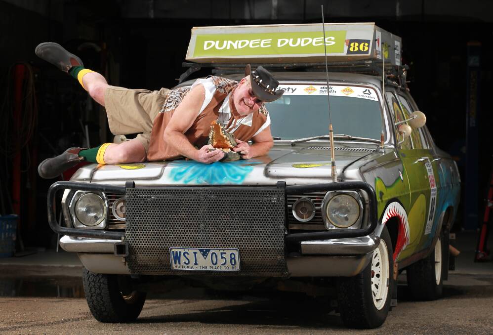 Michael Tracey will drive his Crocodile Dundee-themed car for the Variety Bash, which he is taking part in for his 10th year in a row. Picture: KYLIE ESLER