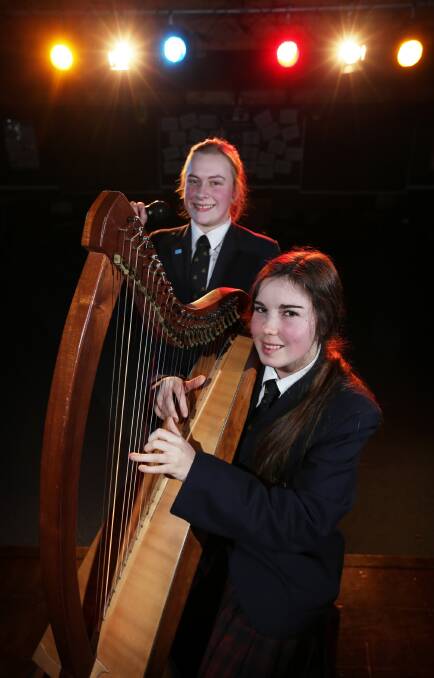 Trinity Anglican College, Thurgoona, students Damaris Vesely and Mary Buckley, both 18, are preparing for the eisteddfod as a practice run for their HSC recitals. Picture: MATTHEW SMITHWICK