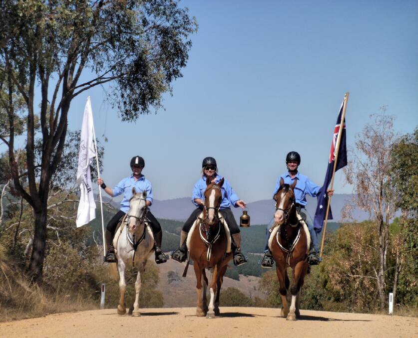 Riders for the 100 Year Ride Back to commemorate ANZAC, Bridget Waters and Heidi and Mark Walton, get in some practice.