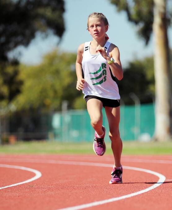 Sarah Egan, 12, is a running machine with a bright future. Picture: JOHN RUSSELL