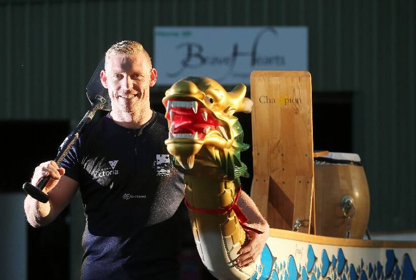 Jarrod Whitwell has gone from paddling novice to the Australian dragon boat team in 18 months. Picture: JOHN RUSSELL