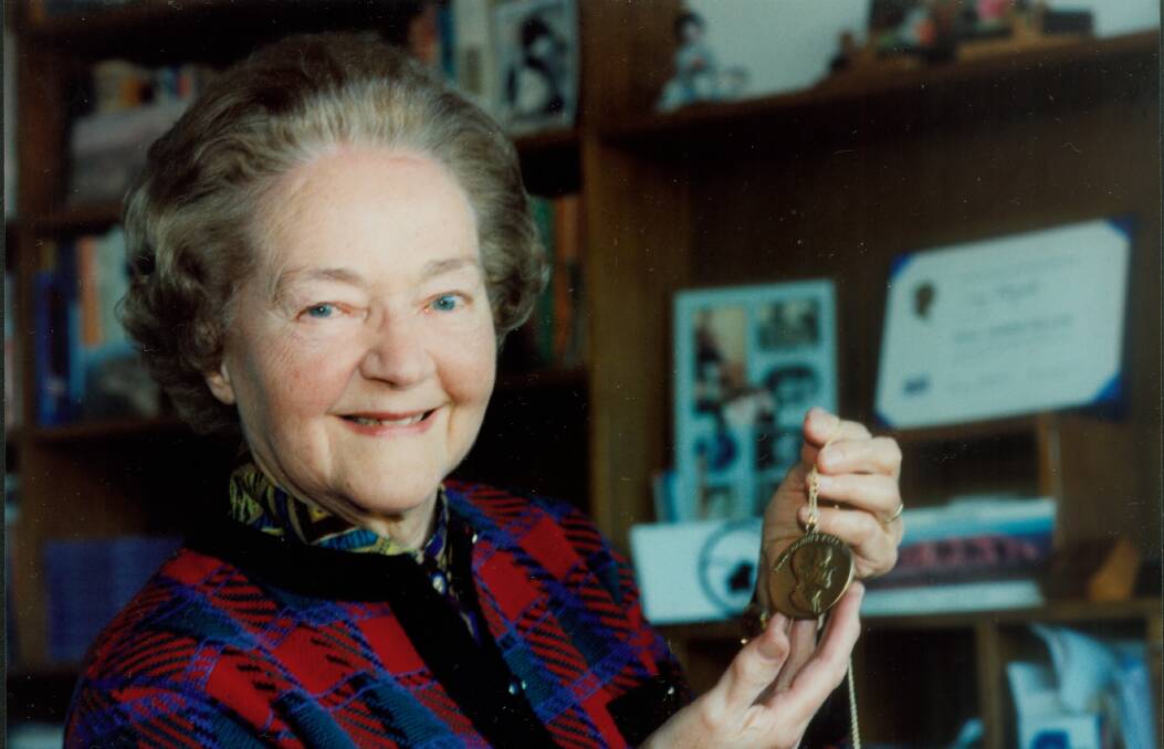 Lucy Magrath pictured in 1994 with the medallion marking her Paul Harris Fellowship.