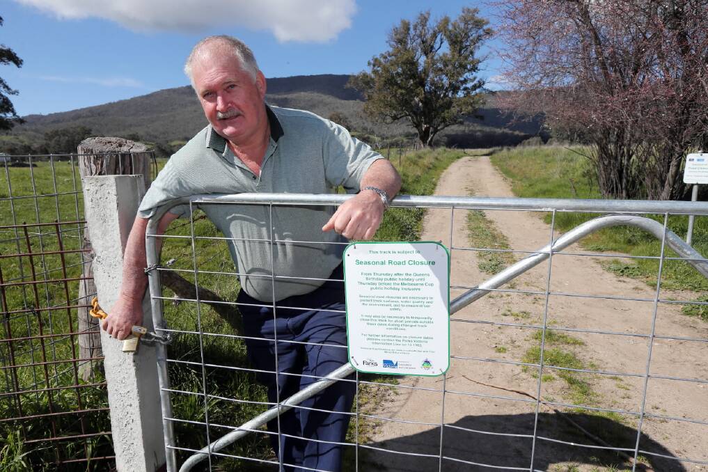 Paul Cooksey is angry Parks Victoria has denied walkers access to a Leneva laneway. Picture: PETER MERKESTEYN