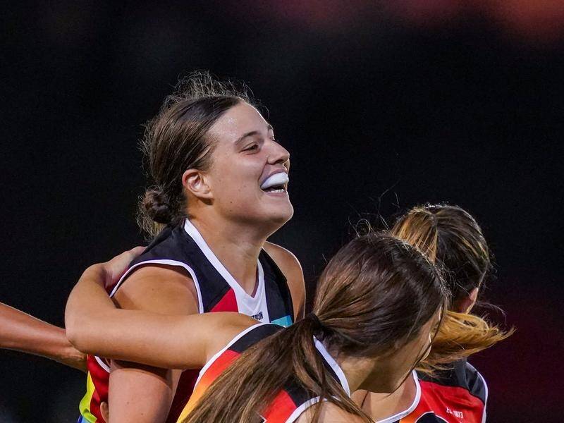 Caitlin Greiser kicked three goals to help St Kilda to a 29-point AFLW win over Geelong.