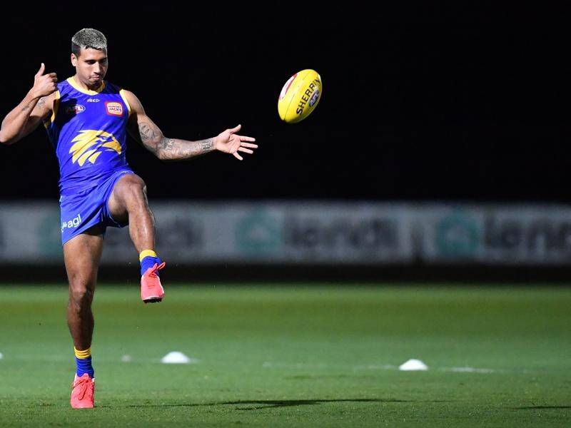 West Coast Eagle Tim Kelly trains on the Gold Coast before round two of AFL competition resumes.