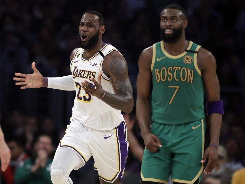 LeBron James made a crucial play in the final minute of LA Lakers' thrilling NBA win over Boston.