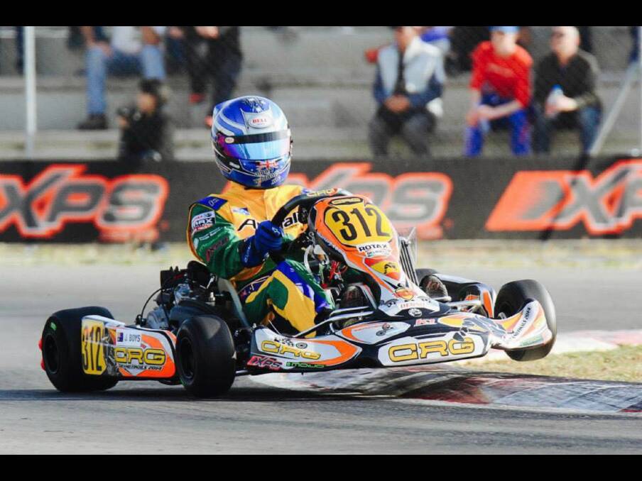 Jordan Boys puts his kart through its paces during the Rotax World Final in Valencia, Spain.