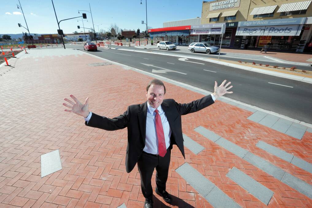 Wodonga mayor Rodney Wangman at the High Street and Elgin Boulevard intersection where festivities will take place to mark the opening of the intersection. Picture: TARA GOONAN