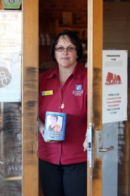Nadine Simpson, manager of the Rutherglen Wine Experience and visitor information centre, where thieves have stolen a donation bucket for the James McQuillan fund. Picture: MATTHEW SMITHWICK