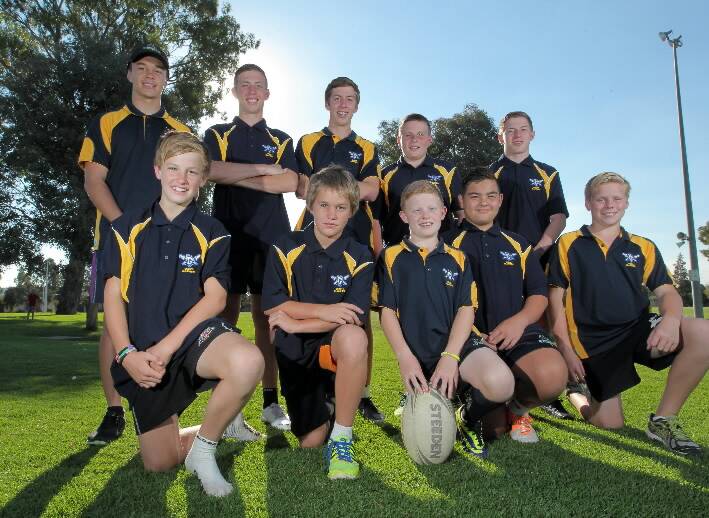 Jeremy Wiscombe, 13, Brodie Ford, 12, Ethan Stead, 11, Aidan Connell, 12, Sam Seton, 13, Bronson Meehan, 14, Darcy Young, 14, Aidan Young, 15, Casey Young, 12 and Bailey Young, 15, at Sarvass Park.