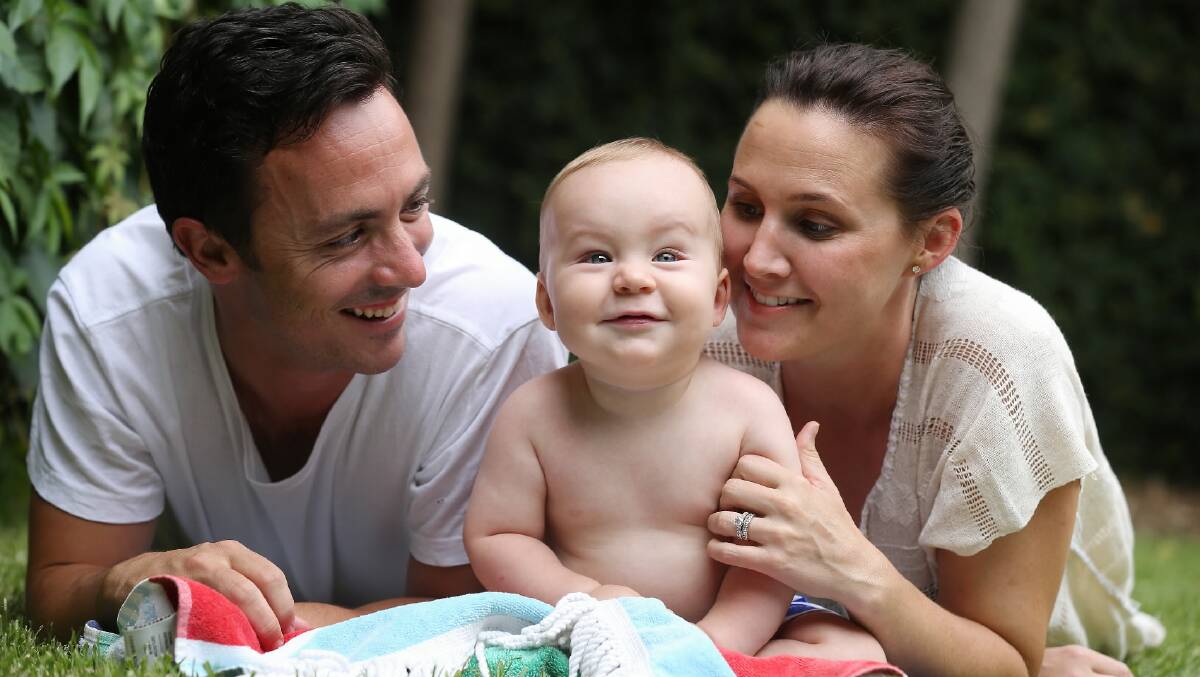 Mitch Jones and Jess Kellahan, with their son Jack, nine months, who has the most popular name of 2013. Picture: John Russell