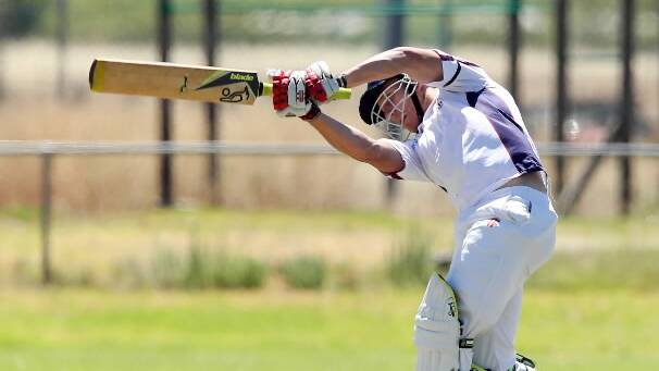 Russell Fulton mistimes this shot over mid-wicket to be caught by Greta’s Shonny Vasterink. 