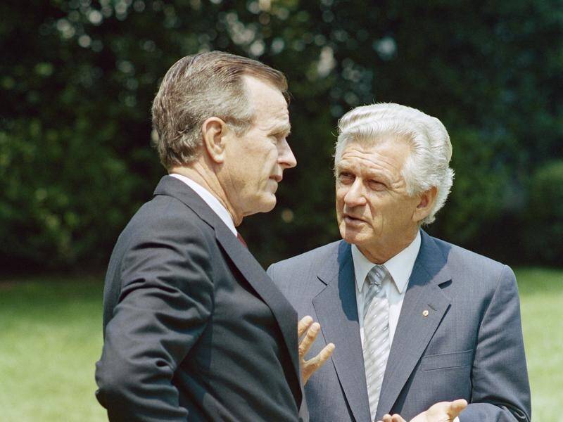 Former prime minister Bob Hawke was highly regarded by US President George H Bush.
