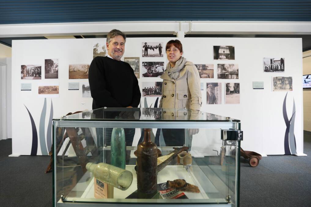 Wetlands chief executive Jim Grant and exhibition co-ordinator Alison Ballard view the Winton Wetlands European History Exhibition that will be on display this week. Picture: MATTHEW SMITHWICK