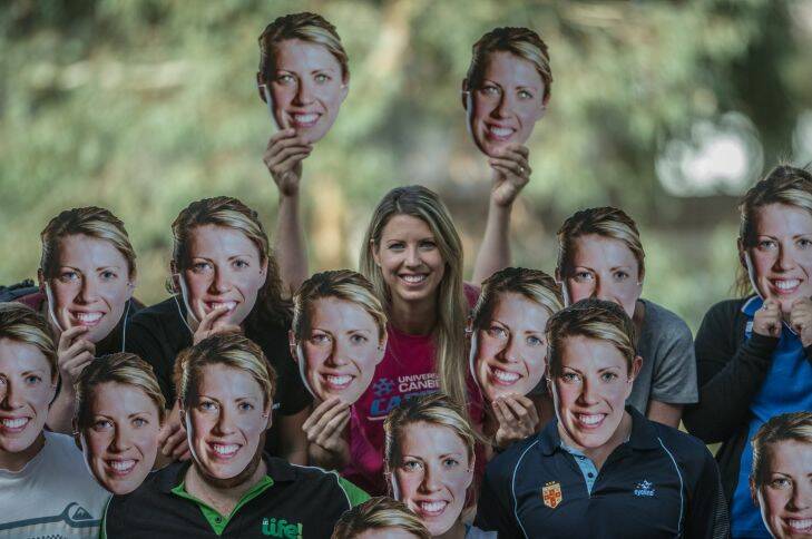 Spot the Carly Wilson ahead of her final game in Canberra for the Capitals. They're turning the game pink for her favourite colour. They also have Carly Wilson face masks. Photo by Karleen Minney.