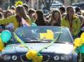 Kellie White and Emily Smith were honoured with a street parade in their home town of Crookwell on Friday after winning a gold medal with the Hockeyroos at the 2014 Glasgow Commonwealth Games.  Photo: Crookwell Gazette