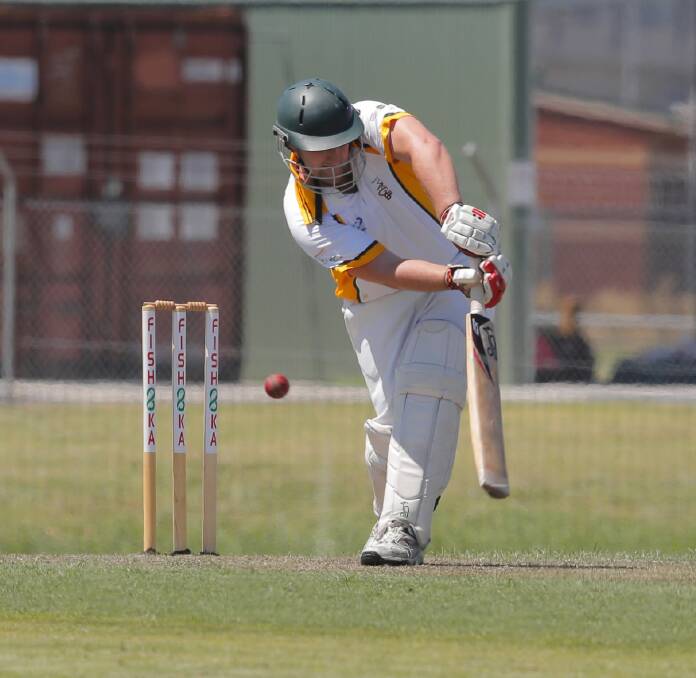 Opener Fraser Bremner of Tallangatta is trapped LBW for 26 in a mini-collapse by the Bushies.